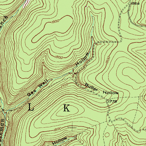 Topographic Map of Butler Hollow, PA