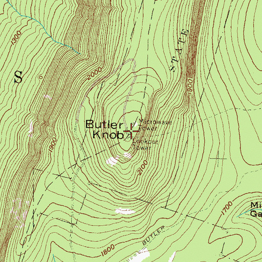 Topographic Map of Butler Knob, PA