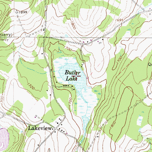 Topographic Map of Butler Lake, PA