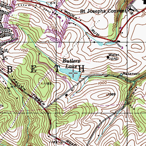 Topographic Map of Butlers Lake, PA
