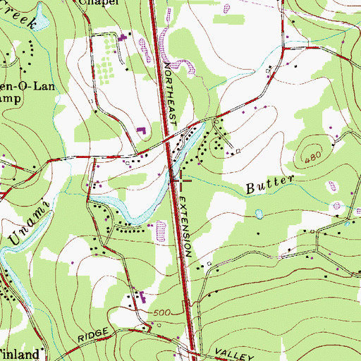 Topographic Map of Butter Creek, PA