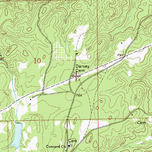 Topographic Map of Darsey Cemetery, AL