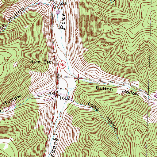 Topographic Map of Button Hollow, PA
