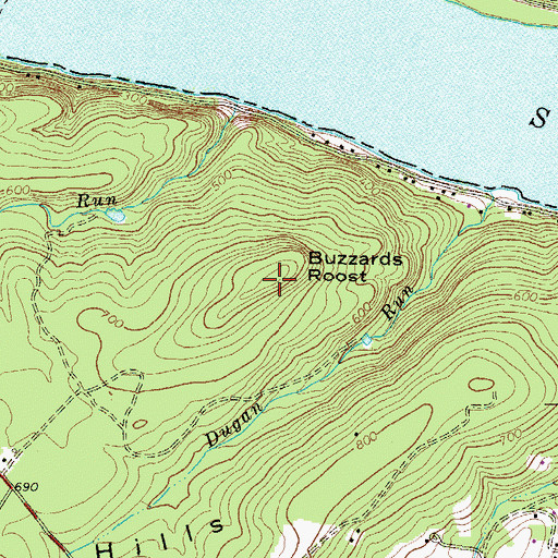 Topographic Map of Buzzards Roost, PA