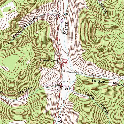 Topographic Map of Byam Cemetery, PA