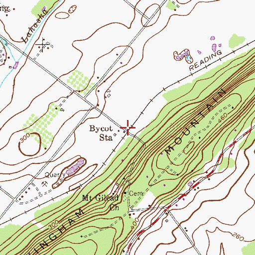 Topographic Map of Bycot Station, PA