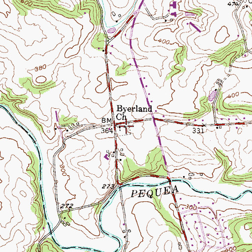 Topographic Map of Byerland Church, PA