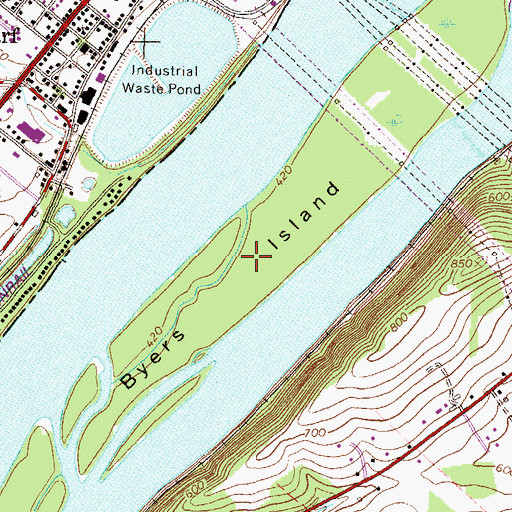 Topographic Map of Byers Island, PA