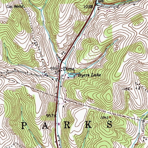 Topographic Map of Byers Lake, PA