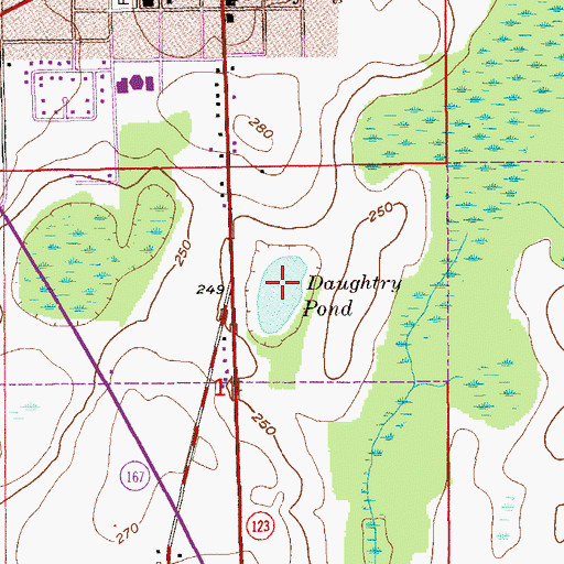 Topographic Map of Daughtry Pond, AL
