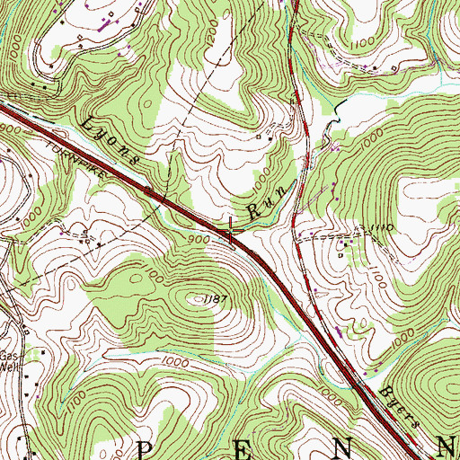 Topographic Map of Byers Run, PA