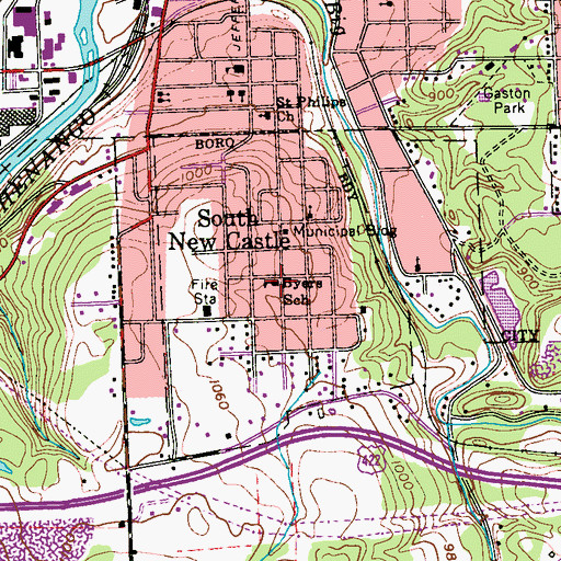 Topographic Map of Byers School, PA