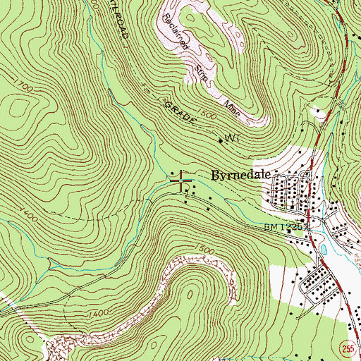 Topographic Map of Byrnes Run, PA