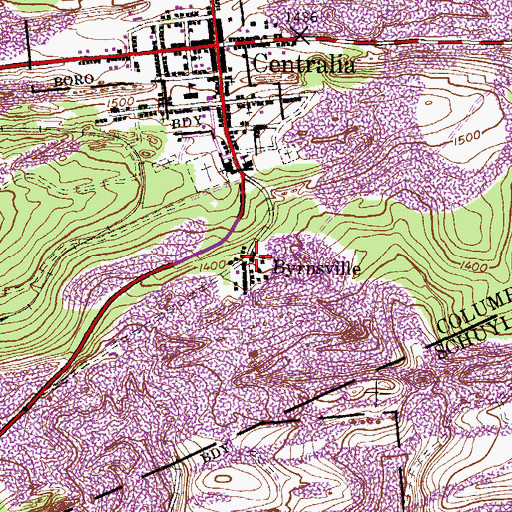 Topographic Map of Byrnsville, PA