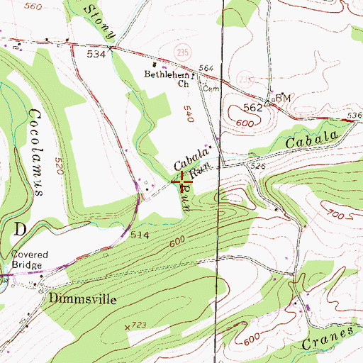 Topographic Map of Cabala Run, PA