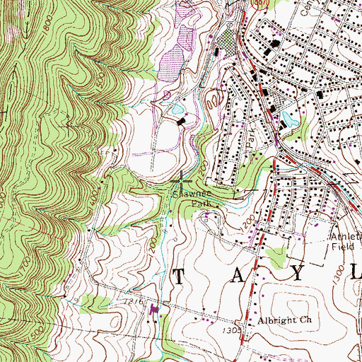 Topographic Map of Cabbage Creek, PA