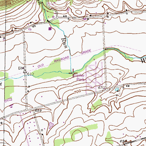 Topographic Map of Cabin Run, PA