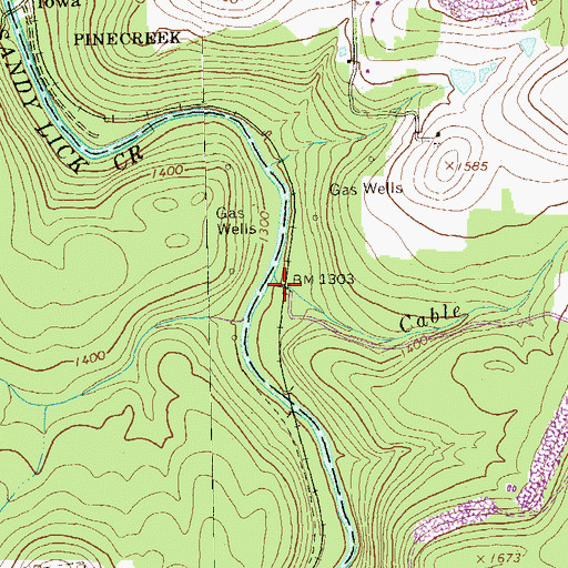 Topographic Map of Cable Run, PA