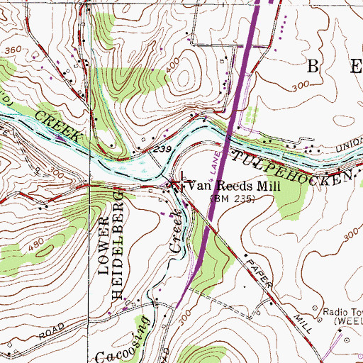 Topographic Map of Cacoosing Creek, PA