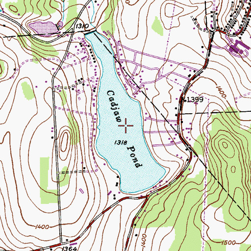 Topographic Map of Cadjaw Pond, PA