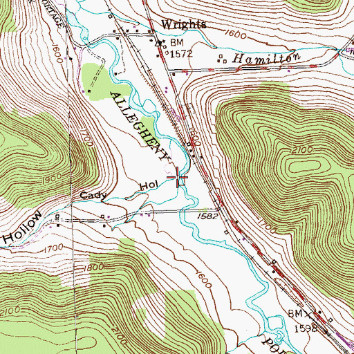 Topographic Map of Cady Hollow, PA
