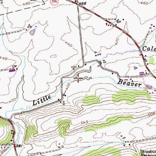 Topographic Map of Calamus Run, PA