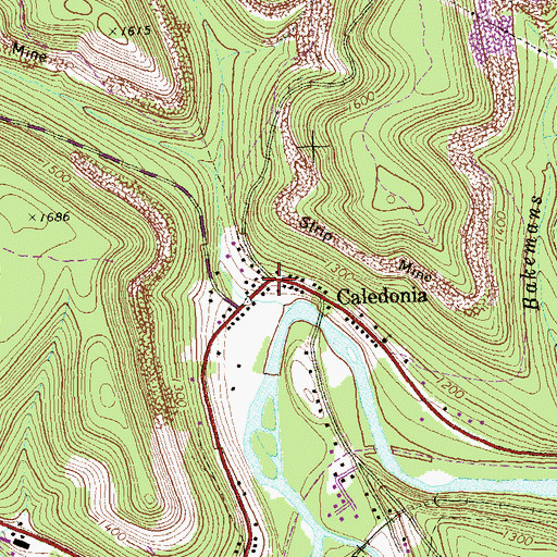 Topographic Map of Caledonia, PA