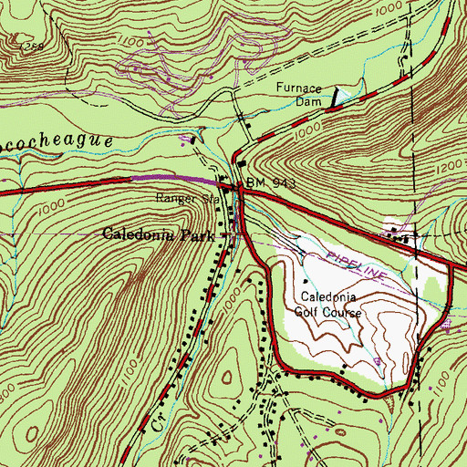 Topographic Map of Caledonia Park, PA