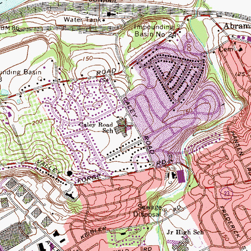 Topographic Map of Caley Road School, PA