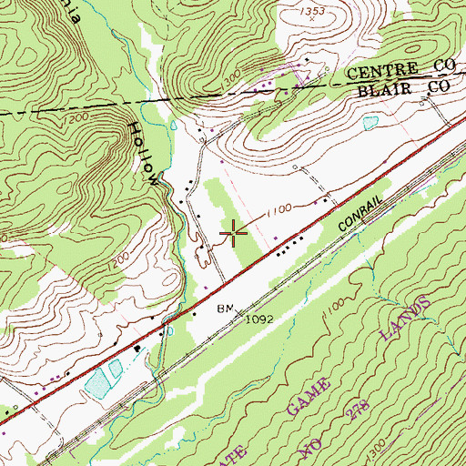 Topographic Map of California Hollow, PA