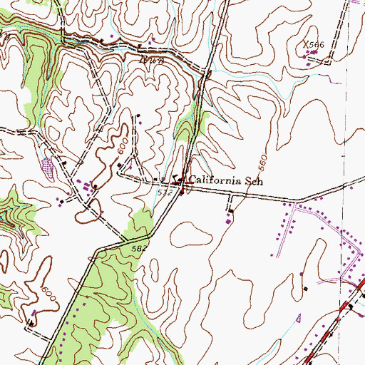 Topographic Map of California School, PA