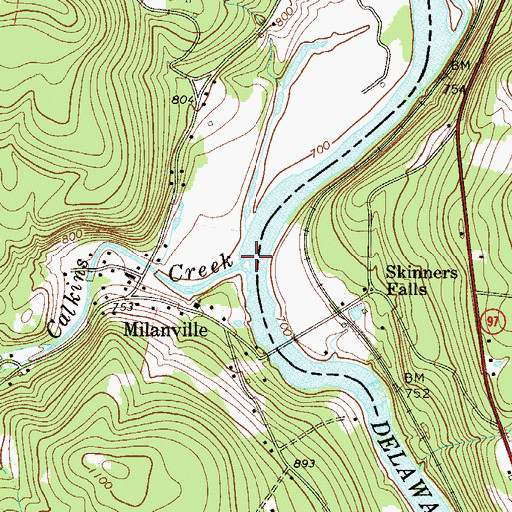 Topographic Map of Calkins Creek, PA