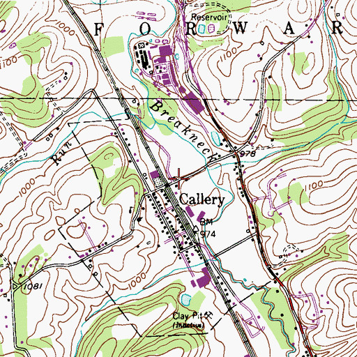 Topographic Map of Callery, PA