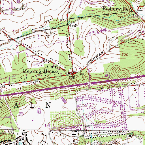 Topographic Map of Caln Meeting House, PA