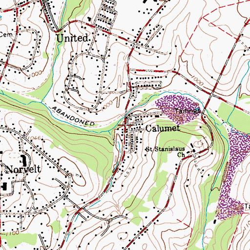 Topographic Map of Calumet, PA