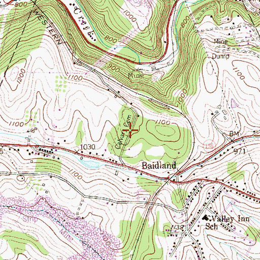 Topographic Map of Calvary Cemetery, PA