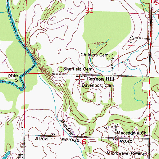 Topographic Map of Davenport Cemetery, AL