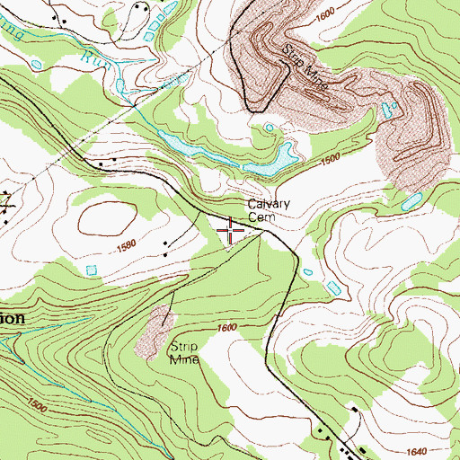 Topographic Map of Calvary Cemetery, PA