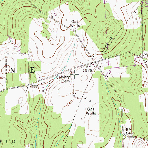 Topographic Map of Calvary Cemetery, PA