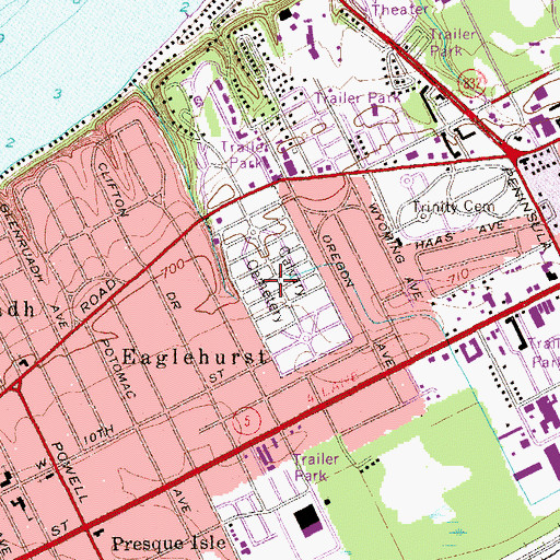 Topographic Map of Calvary Cemetery, PA
