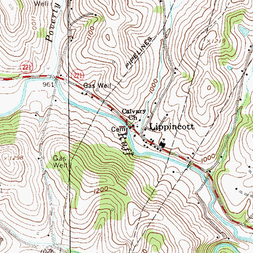 Topographic Map of Calvary Church, PA