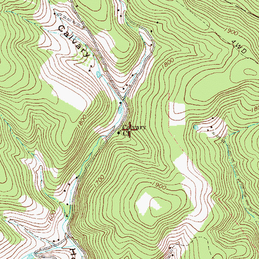 Topographic Map of Calvary Church, PA