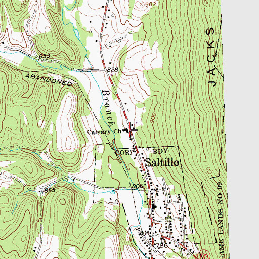 Topographic Map of Calvary Church, PA