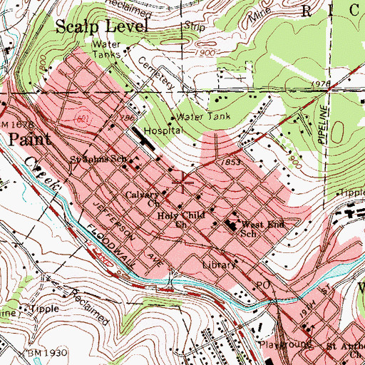 Topographic Map of Calvary Church, PA