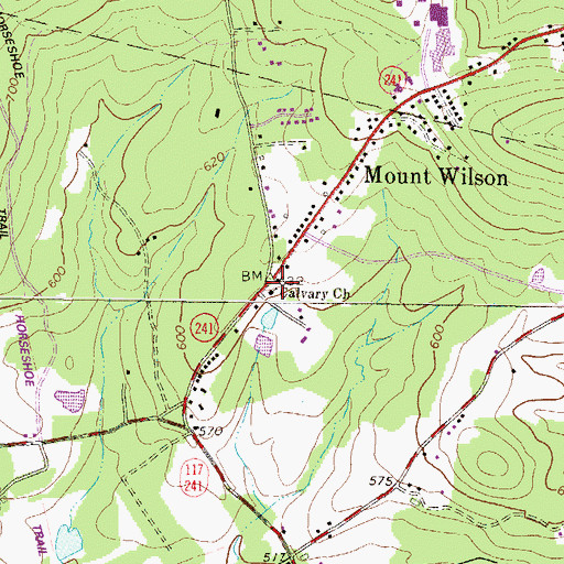 Topographic Map of Calvary Church, PA
