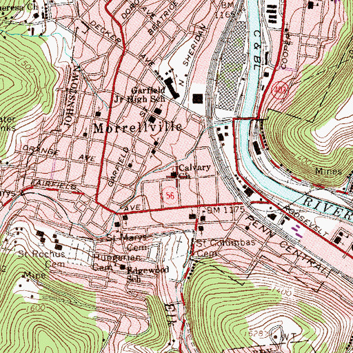 Topographic Map of Calvary Church, PA