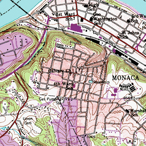 Topographic Map of Calvary Church, PA