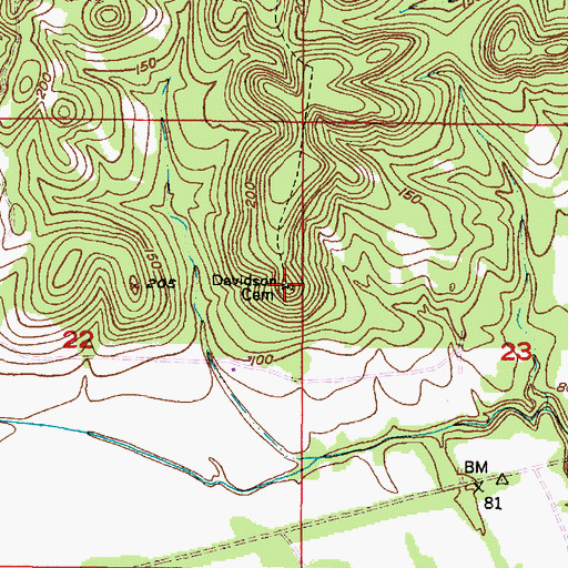 Topographic Map of Davidson Cemetery, AL