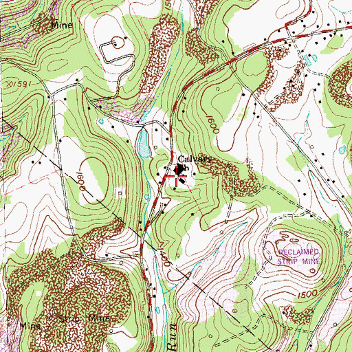 Topographic Map of Calvary Church, PA