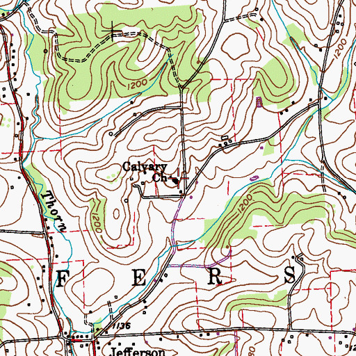 Topographic Map of Calvary Church, PA